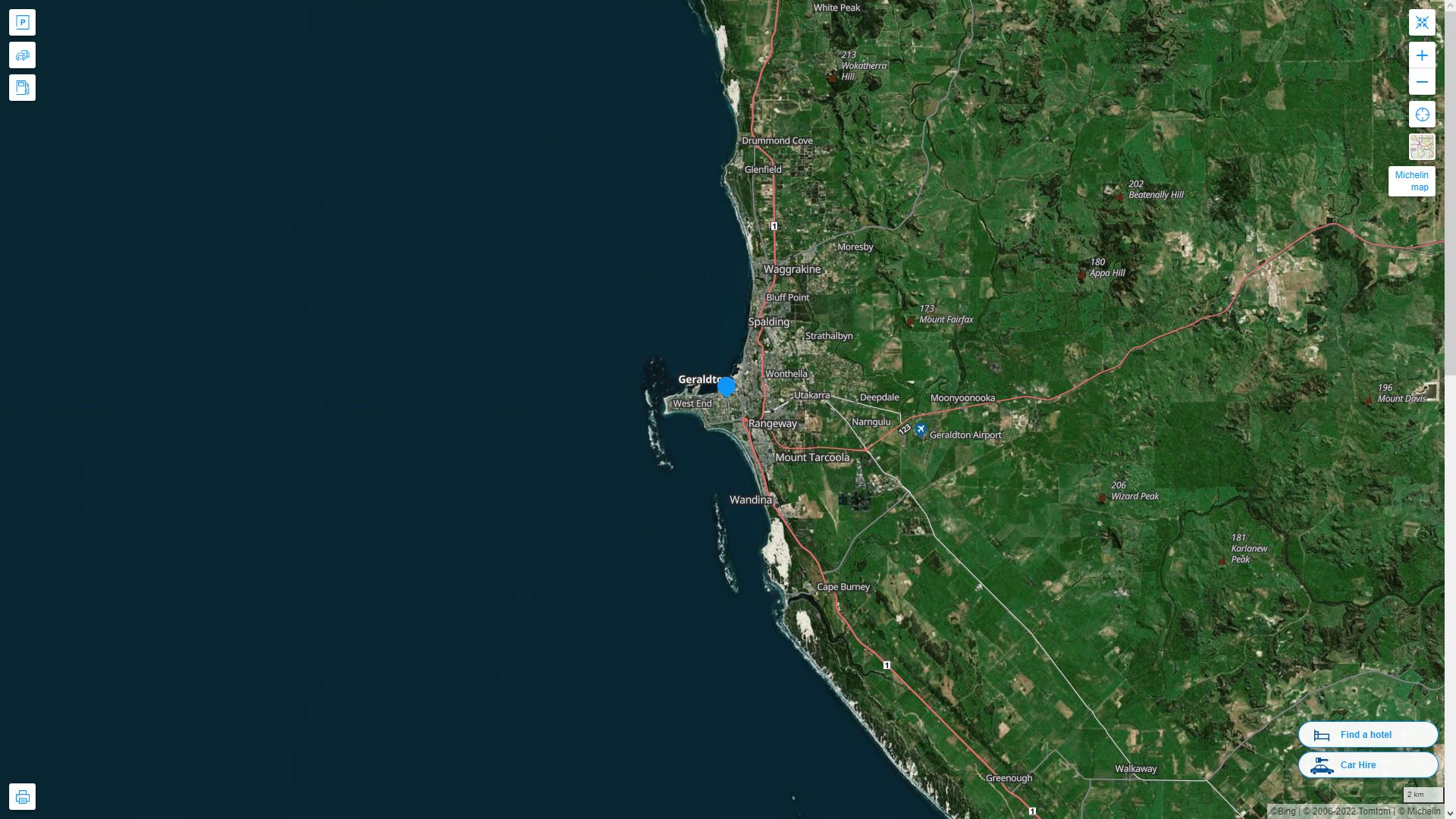 Geraldton Highway and Road Map with Satellite View